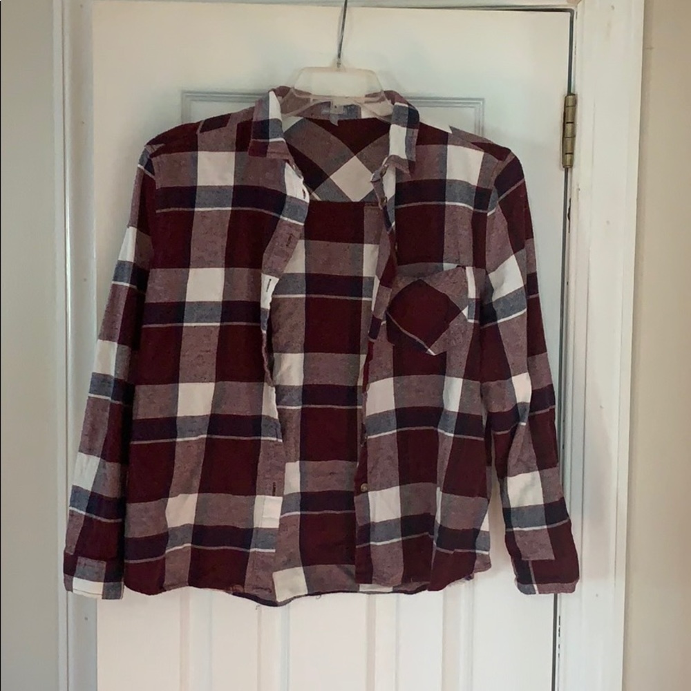 Maroon, grey, and white Flannel
